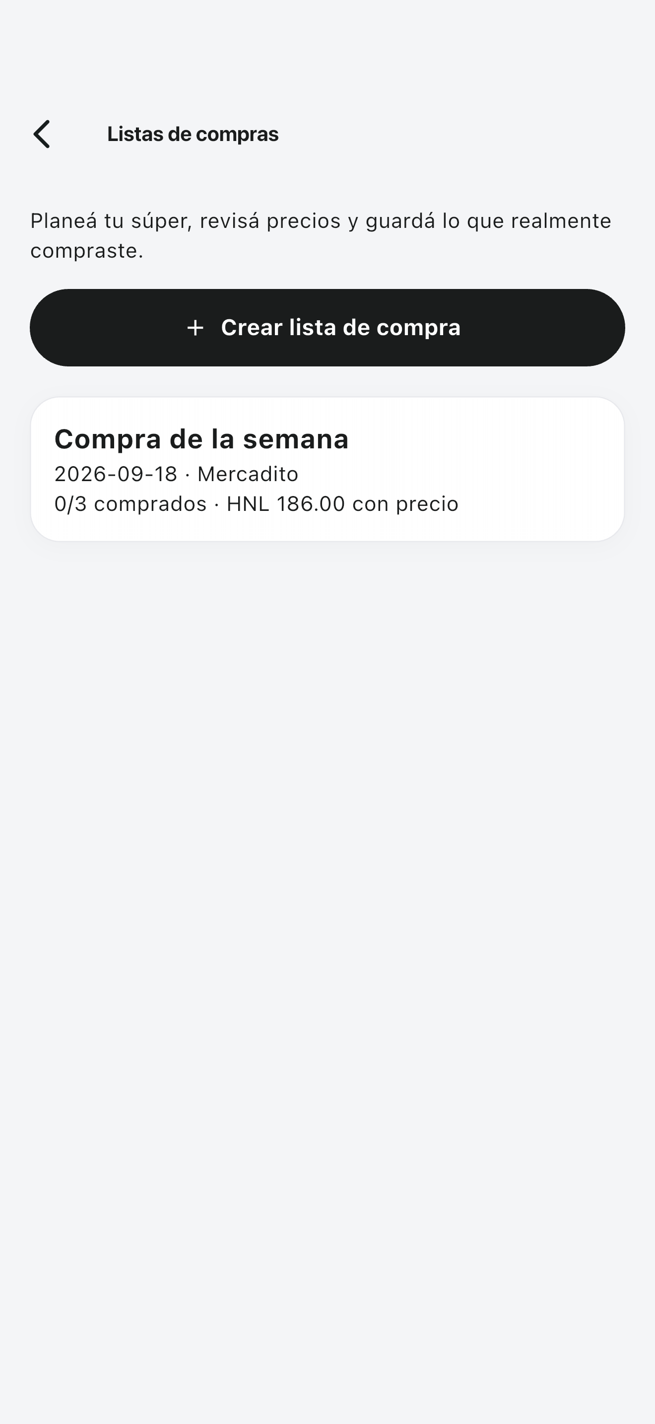 Lista de compras en Lempiko